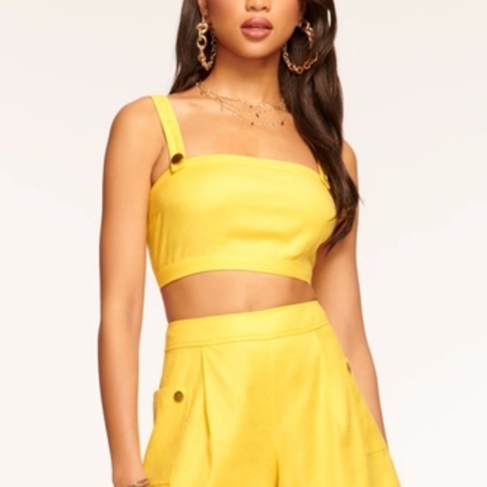Nwt Ramy Brook Emme Crop Top In Sun Kiss Yellow Linen Shirt